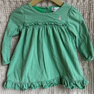Ralph Lauren Green and Pink Striped Cotton Dress with Bloomers